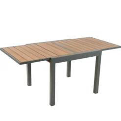Nido table de jardin extensible 180 cm en aluminium et bois d'eucalyptus