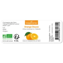 Orange douce (citrus sinensis) - huile essentielle bio - 5ml garantie chromacert
