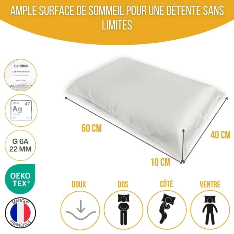 Oreiller anti-âge soie de peau