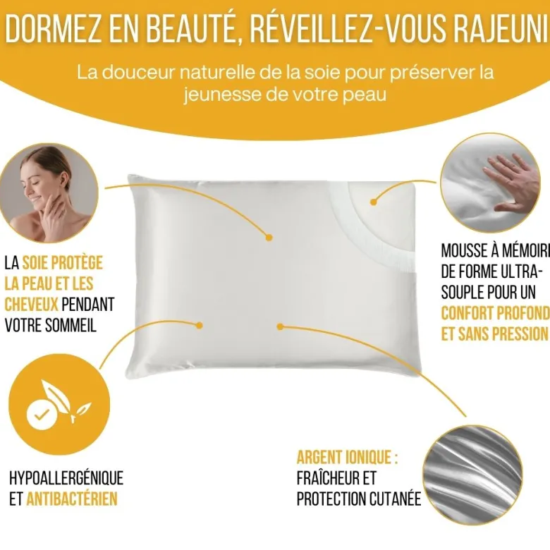 Oreiller anti-âge soie de peau
