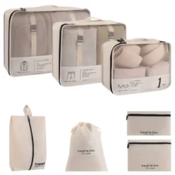 Organisateur de voyage, 7 pièces - beige