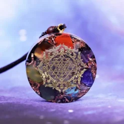 Orgonite méditation 7 chakras obsidienne