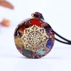 Orgonite méditation 7 chakras obsidienne