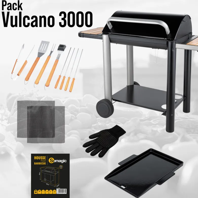 Pack barbecue au charbon de bois vulcano 3000