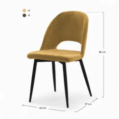 Pack 4 chaises en velours jaune et vert - pénélope
