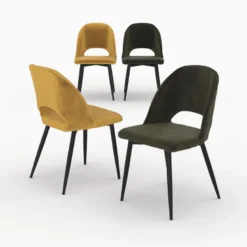 Pack 4 chaises en velours jaune et vert - pénélope