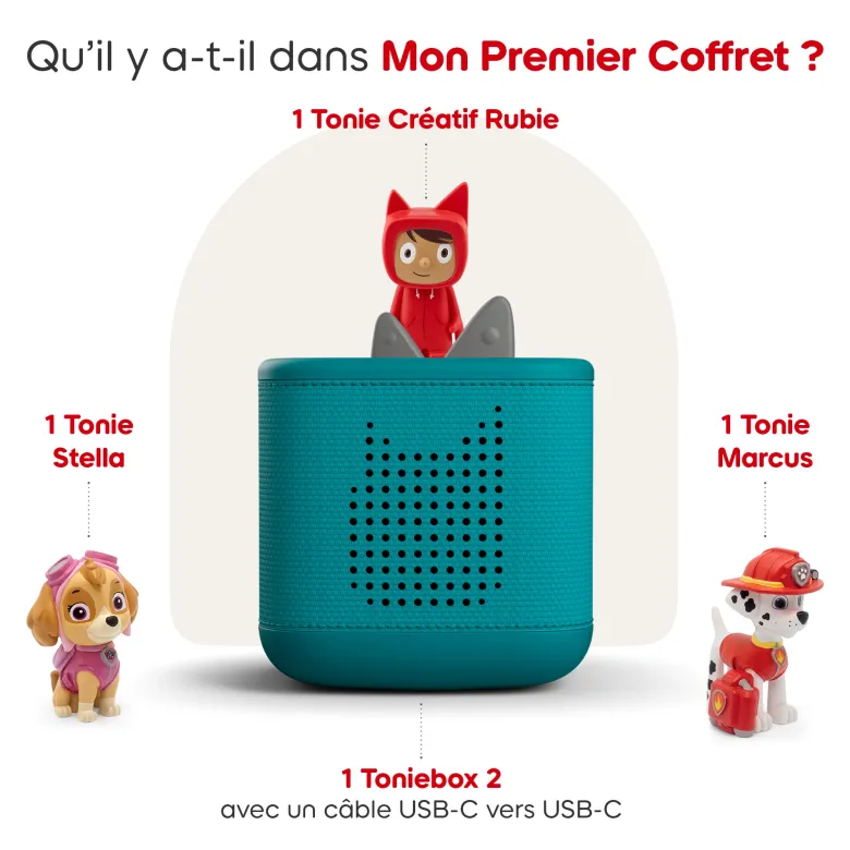 Pack toniebox 2 - boite à histoires - la pat' patrouille - vert océan