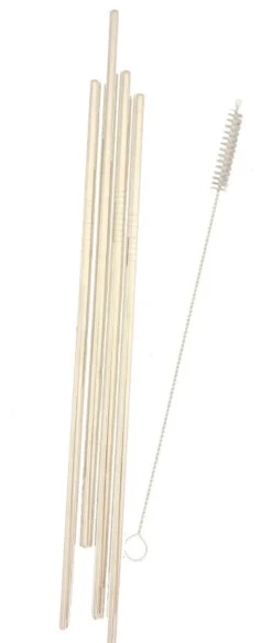 4 pailles en inox droites