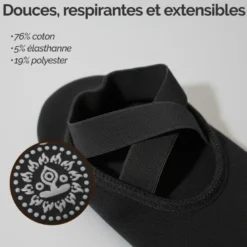 8 paires chaussettes antidérapantes yoga Noir