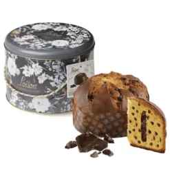 Panettone artisanal au chocolat en boîte métal ronde