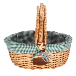Panier en osier campagne vichy vert