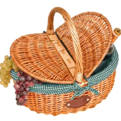 Panier en osier campagne vichy vert