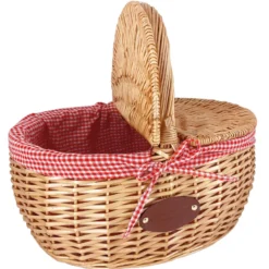 Panier en osier campagne - vichy rouge