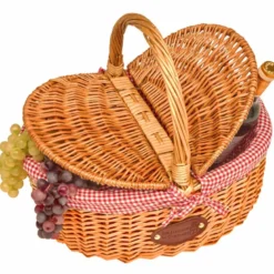 Panier en osier campagne - vichy rouge
