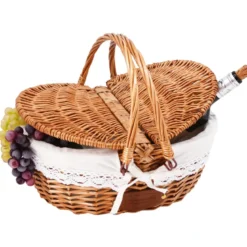 Panier en osier tissu dentelle lin