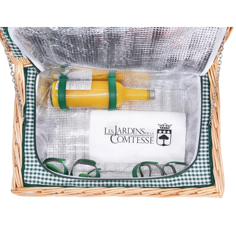 Panier pique-nique marly vichy vert 4p