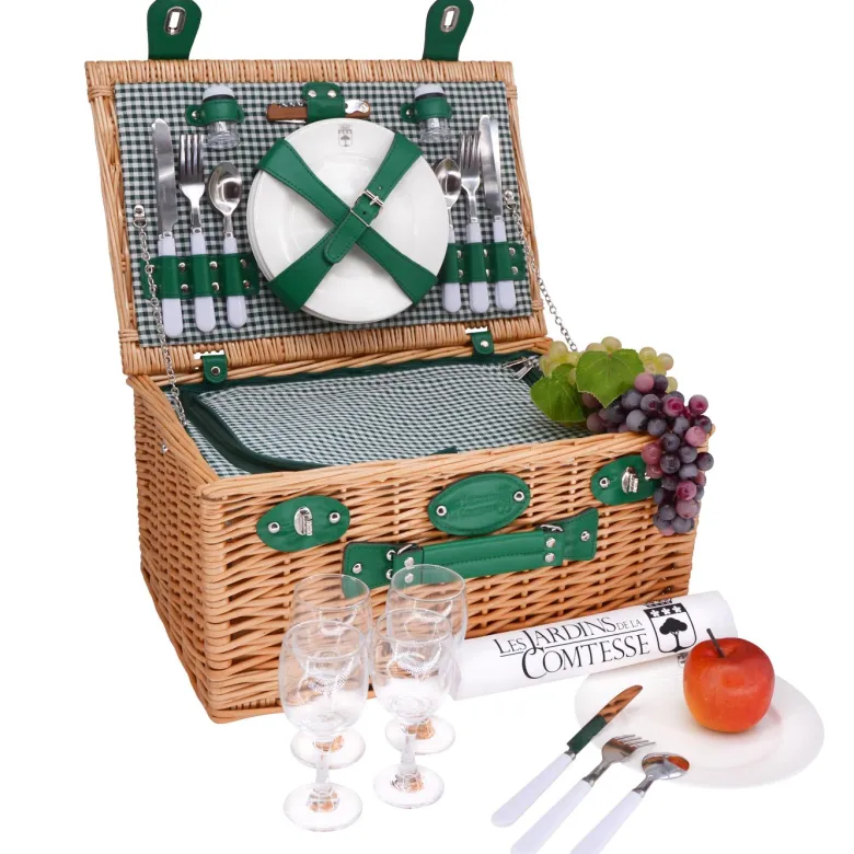 Panier pique-nique marly vichy vert 4p