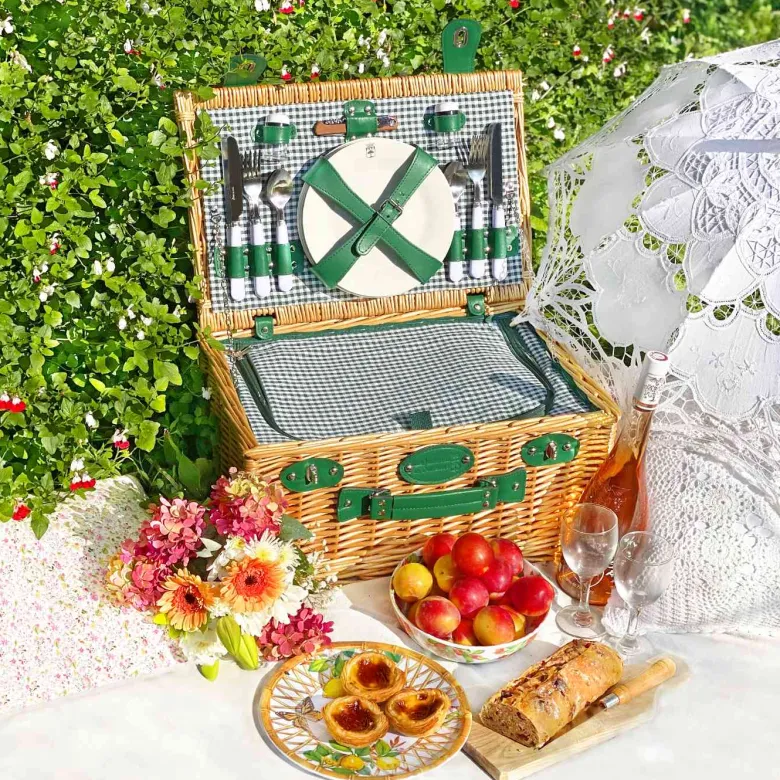 Panier pique-nique marly vichy vert 4p