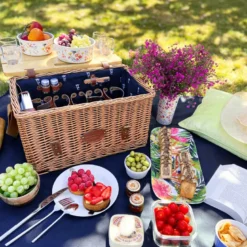 Panier pique-nique saint-honoré bleu 4p