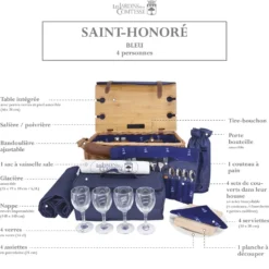 Panier pique-nique saint-honoré bleu 4p