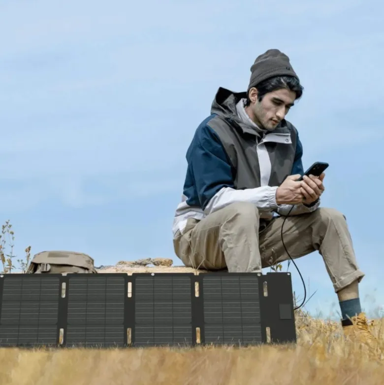 Panneau solaire ecoflow 45 w usb-c - compact & étanche - randonnée & bivouac