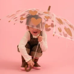 Parapluie cœurs marron