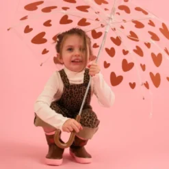 Parapluie cœurs marron