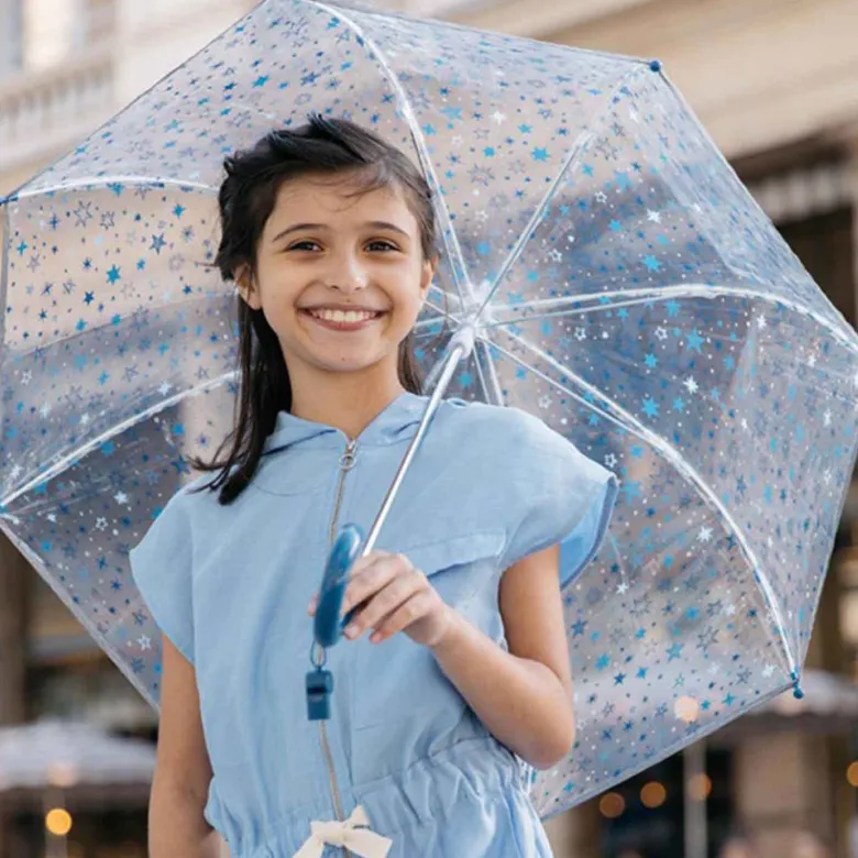 Parapluie enfant transparent bleu