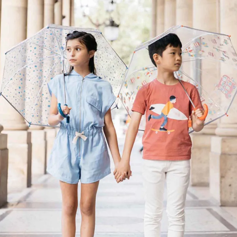 Parapluie enfant transparent bleu