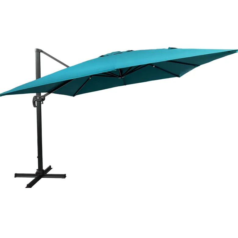 Parasol déporté molokai carré 3x3m bleu + housse