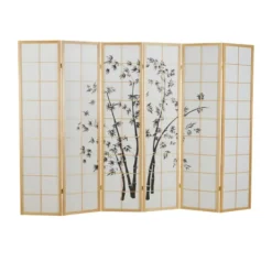 Paravent bois 6 pans bambou clair