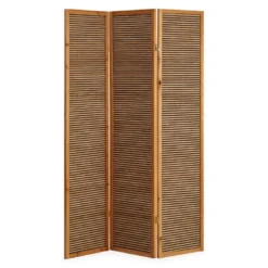 Paravent bois 3 pans bambou marron