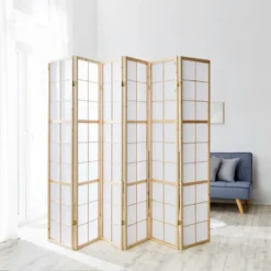 Paravent bois 6 pans clair