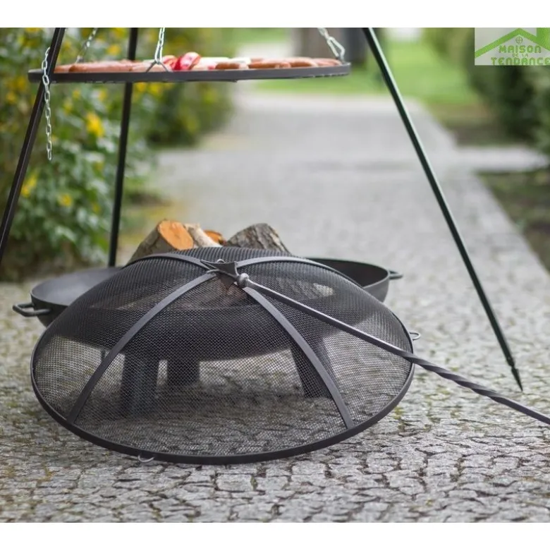 Pare-feu rond en acier noir ø 80 cm