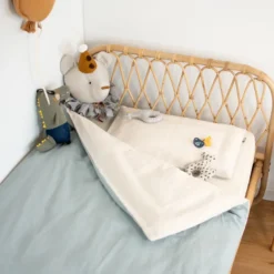 Parure bébé réversible lin lavé beige