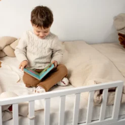 Parure bébé réversible lin lavé beige