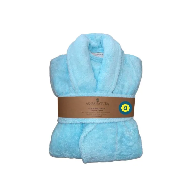 Peignoir en coton bio, coloris lagon, ta