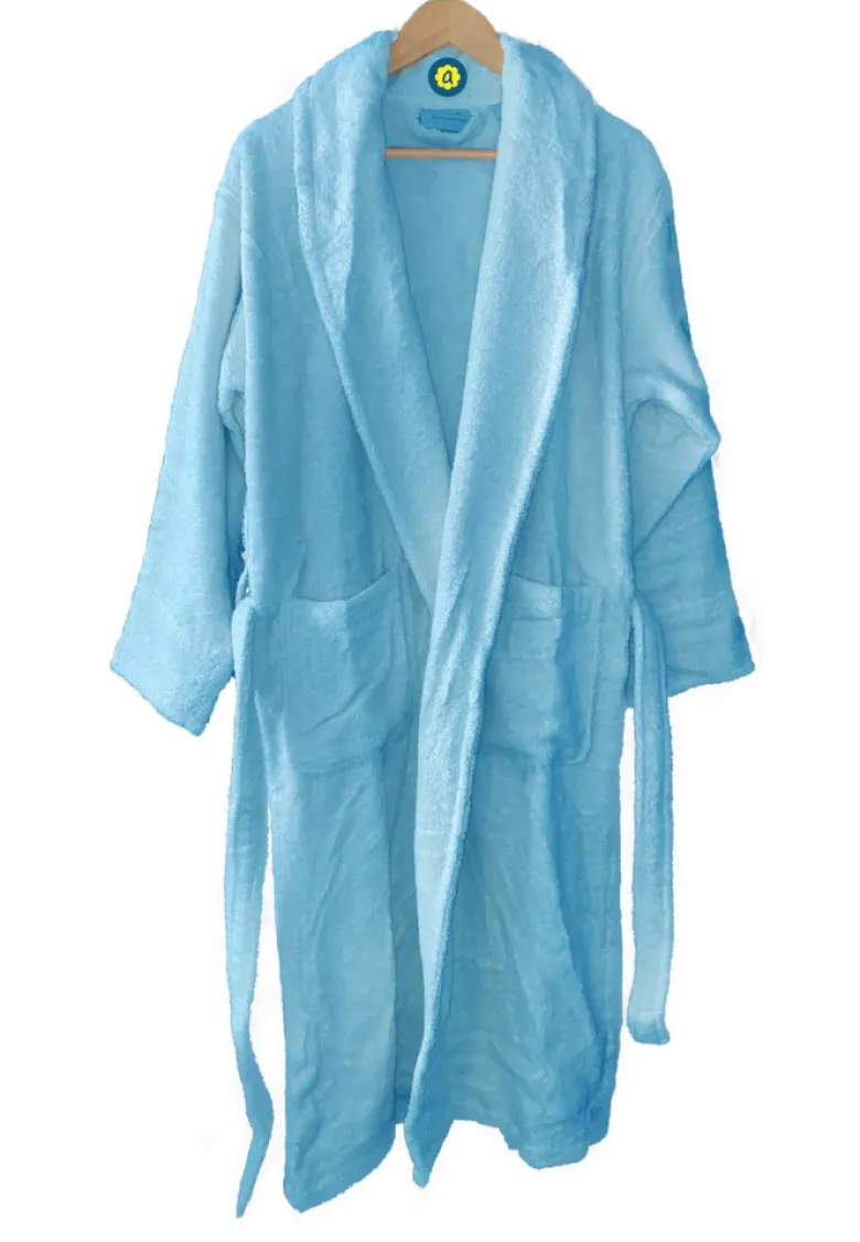 Peignoir en coton bio, coloris lagon, ta