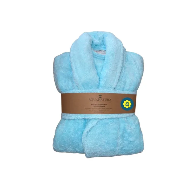 Peignoir en coton bio, coloris lagon, ta