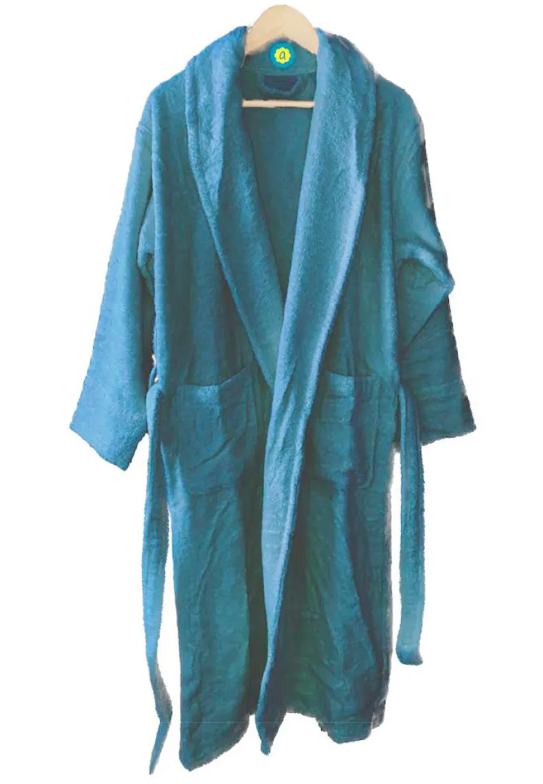Peignoir en coton bio, coloris myrtille,
