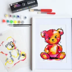 Peinture aux pochoirs débutant ourson – cadeau naissance