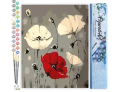 Peinture par numéro fleurs rouge et .