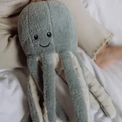 Peluche bruit blanc rechargeable olly la pieuvre grise