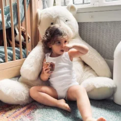 Peluche ours jules debout crème 100 cm