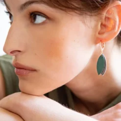 Pendantes mini petale vert de gris