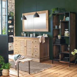 Petit buffet en bois recyclé et métal