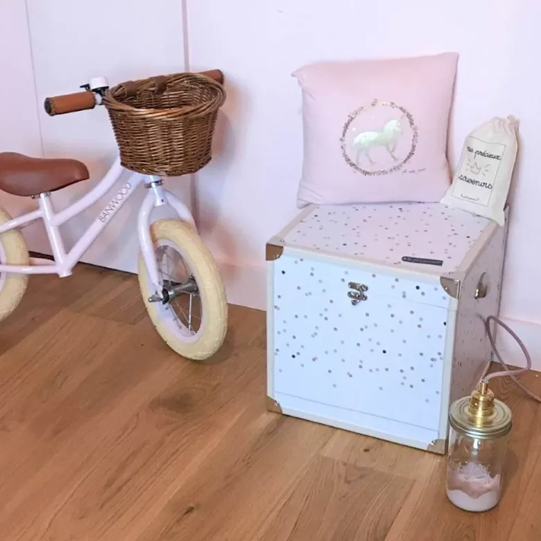 Petit coffre souvenirs pois - rose doré