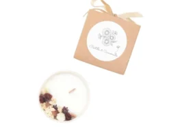 Petite bougie fleurs séchées marron glacé