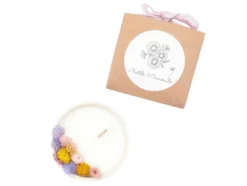 Petite bougie fleurs séchées violette