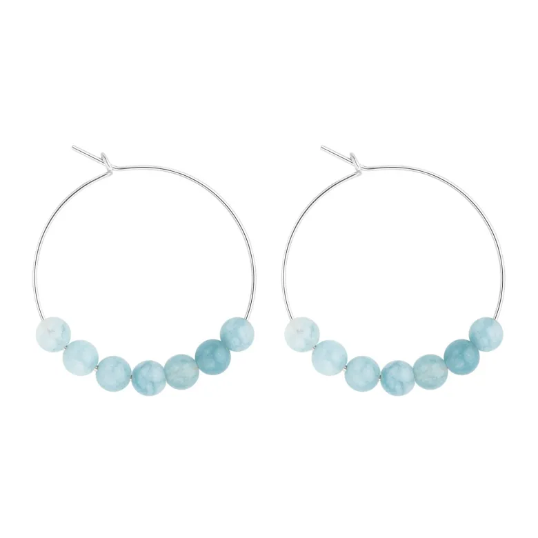 Petites créoles aigue-marine & argent